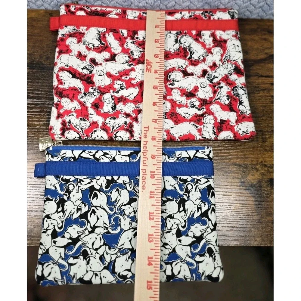 2 Carolina Herrera X Neiman Marcus Poodle Puppy Travel Bag iPad Case Makeup Case
